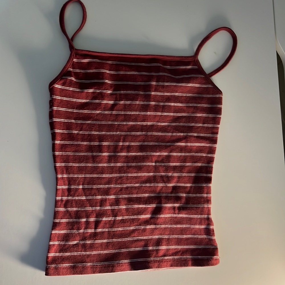 GARAGE red and white striped tank top size xs